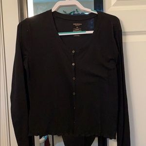 Long Sleeve Button Down Crop Top